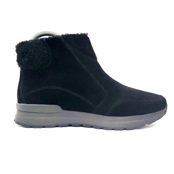 Lands' End Black Suede & Faux Fur Fleece Zip Up Ankle Boots Women's Size 7B - Picture 6 of 12